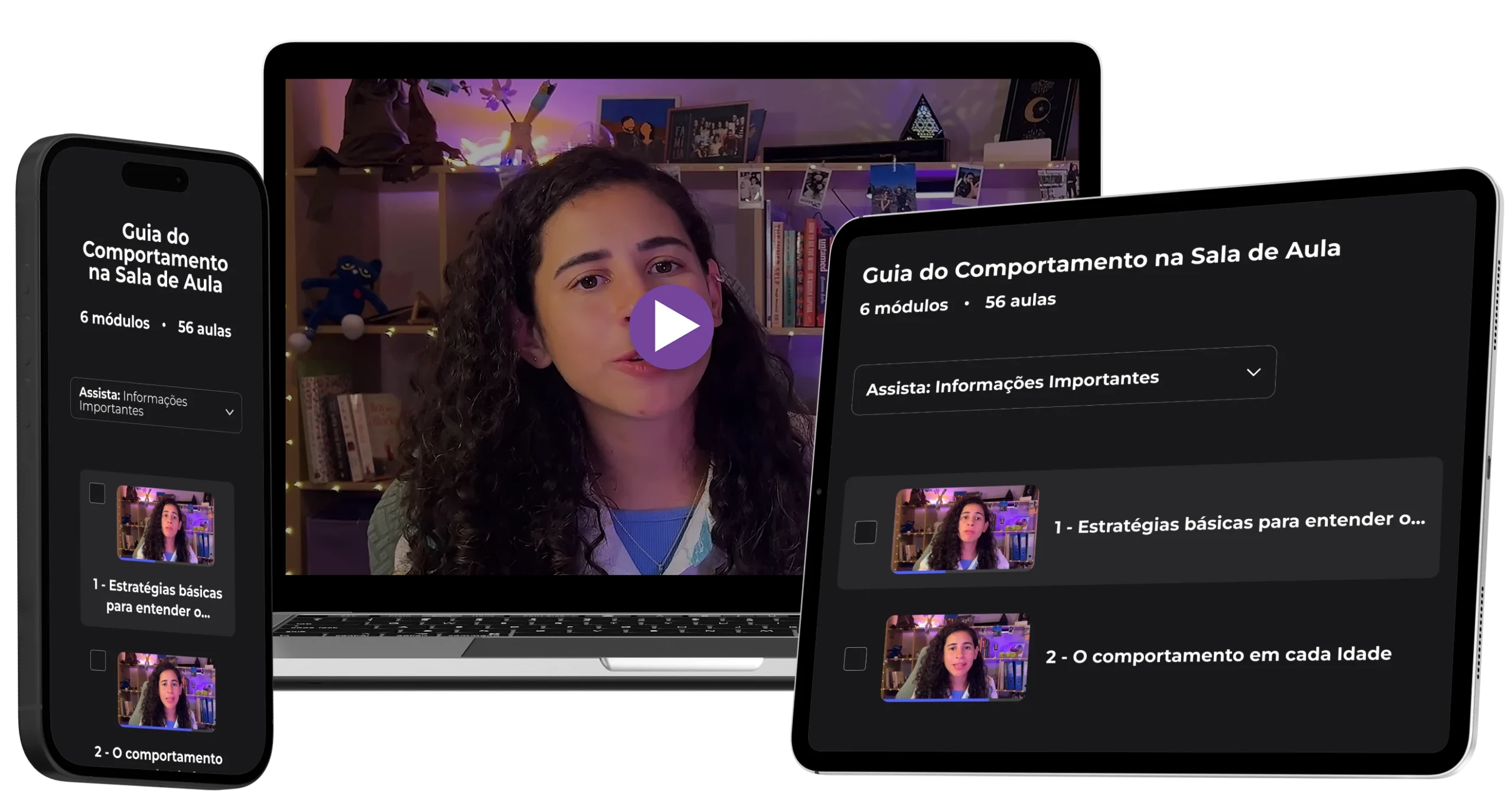 Guia do Comportamento na Sala de Aula acessado no celular, com fotos reais de sala de aula